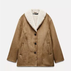 Zara Mid length faux shearling coat